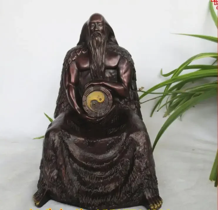 Open light  copper  Fuxi  Statues  Ornament  Eight Diagrams  Ancestor  Taoism  The statue