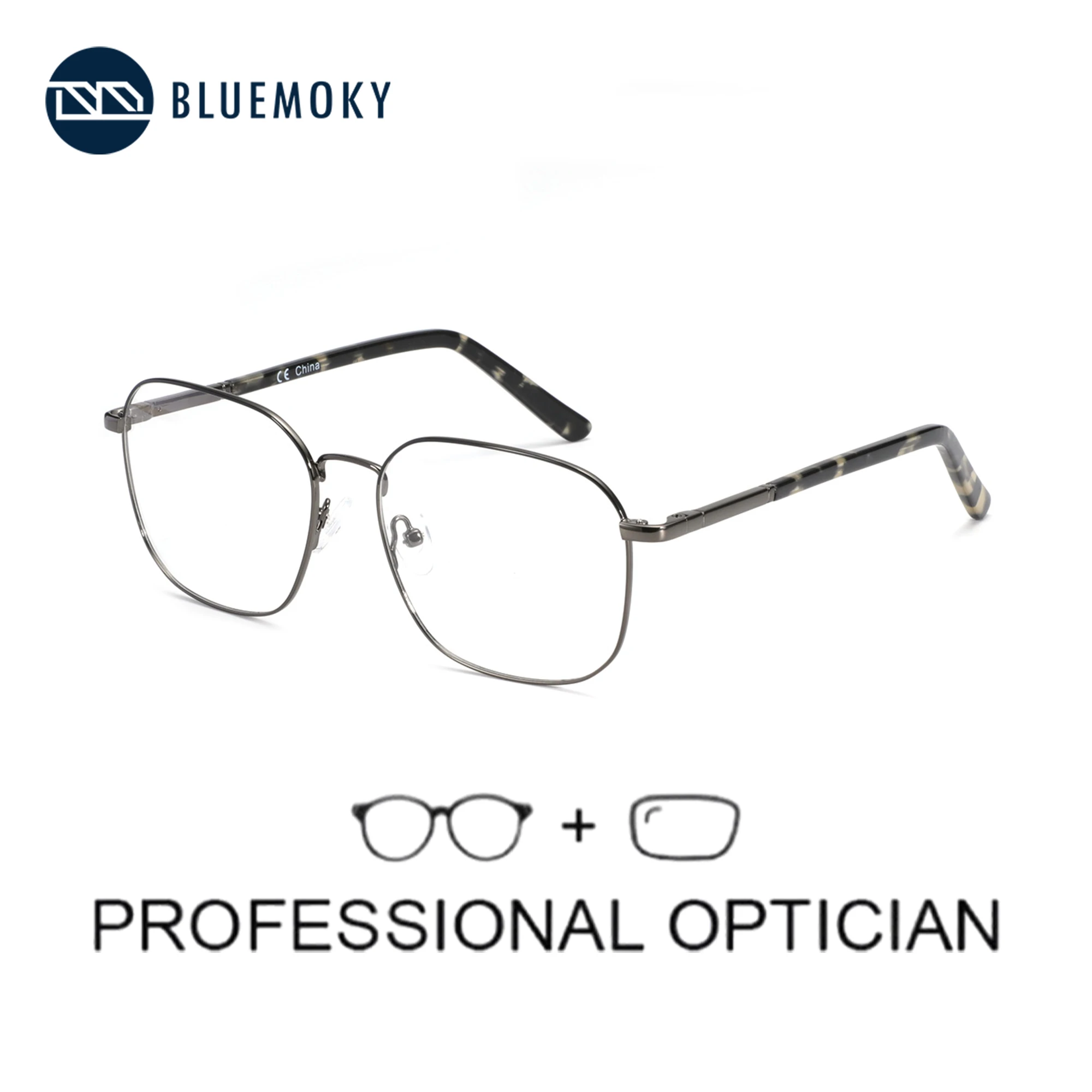 

BLUEMOKY Trendy Square Prescription Glasses Women Men Progressive Optical Eyeglasses Anti-Blue Light Myopia Eyewear