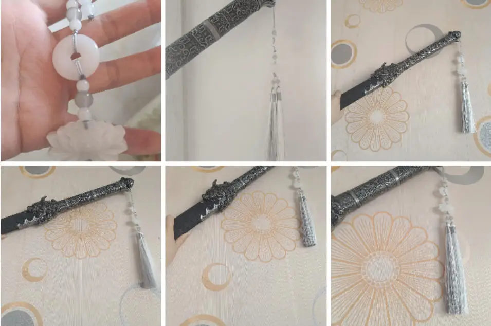Chinesischer Stil Friedensschnalle Lotus Zweifarbige Quastenborte, Nähzubehör für Hanfu-Taillenanhänger Perlenbesatz – Detail 1