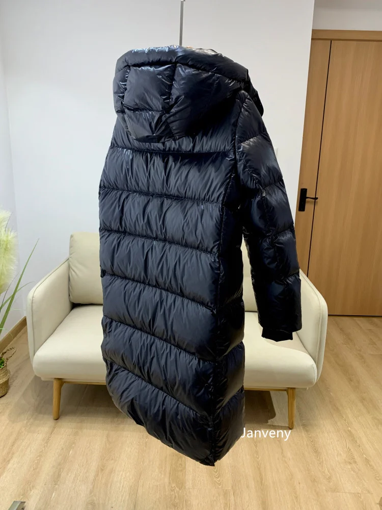 Imagem -04 - Jaqueta de Pato Branco para Mulheres Cabolsa Fofo Parkas com Capuz Grosso Outwear de Neve Longo Quente Moda Feminina Inverno