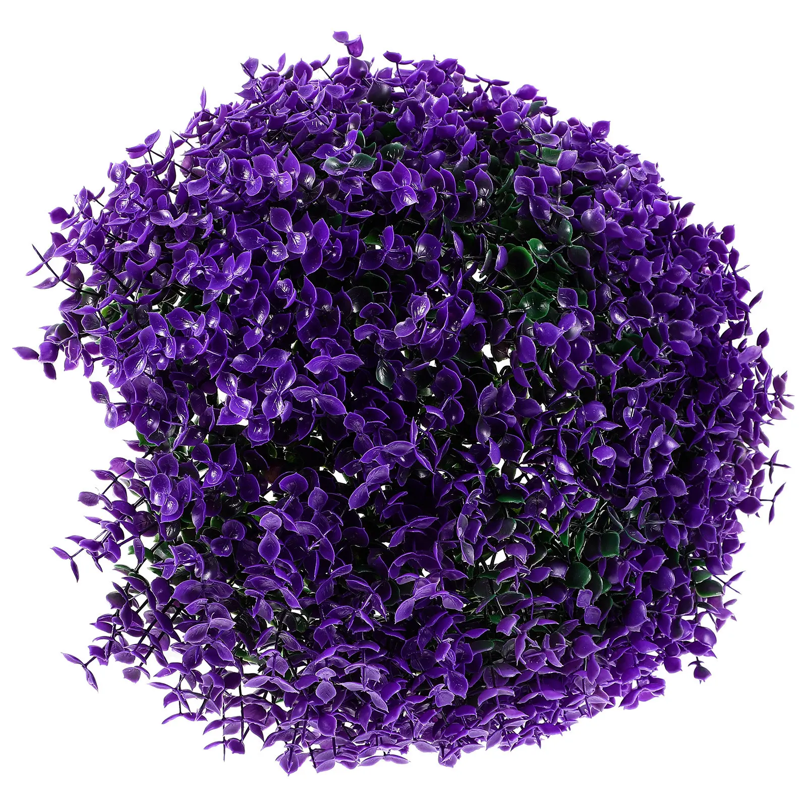 造花ユーカリの葉で作られた球状の装飾品。人工芝の球状オーナメント。軽量で、天井や壁、木に吊るして飾るのに適した装飾品。