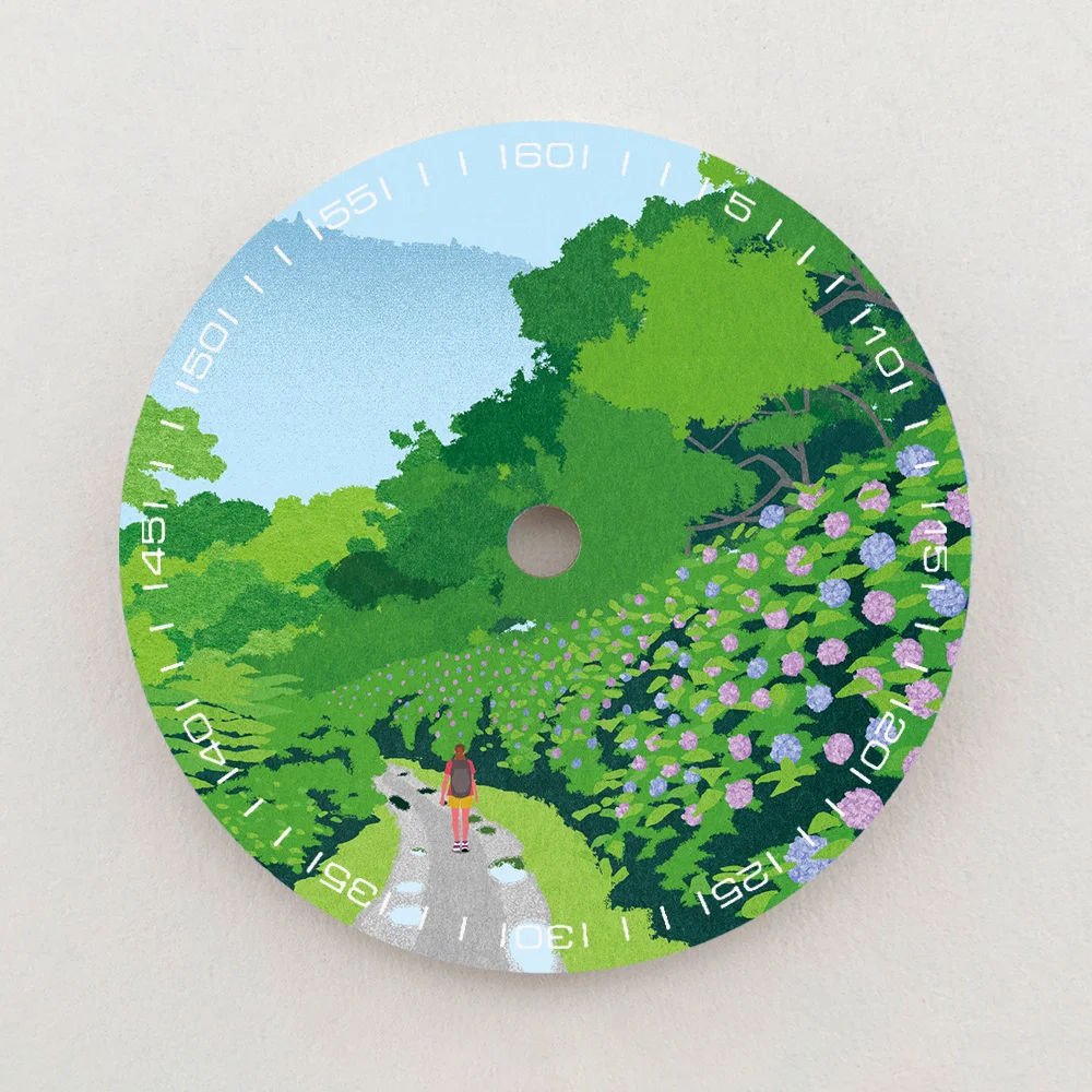 28.5mm NH35 Dial Hiking Trail Scenery Dial Green Luminous Dial Color NH36 Dial Watch Accessories Fits NH35/NH36 Movement