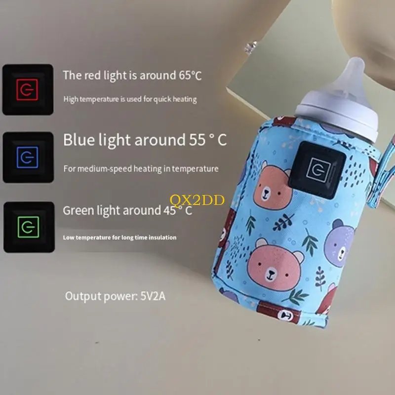 QX2D Rechargeable Infant Bottle Warm Cover Safe Cloth Fabric Car Chair Friendly
