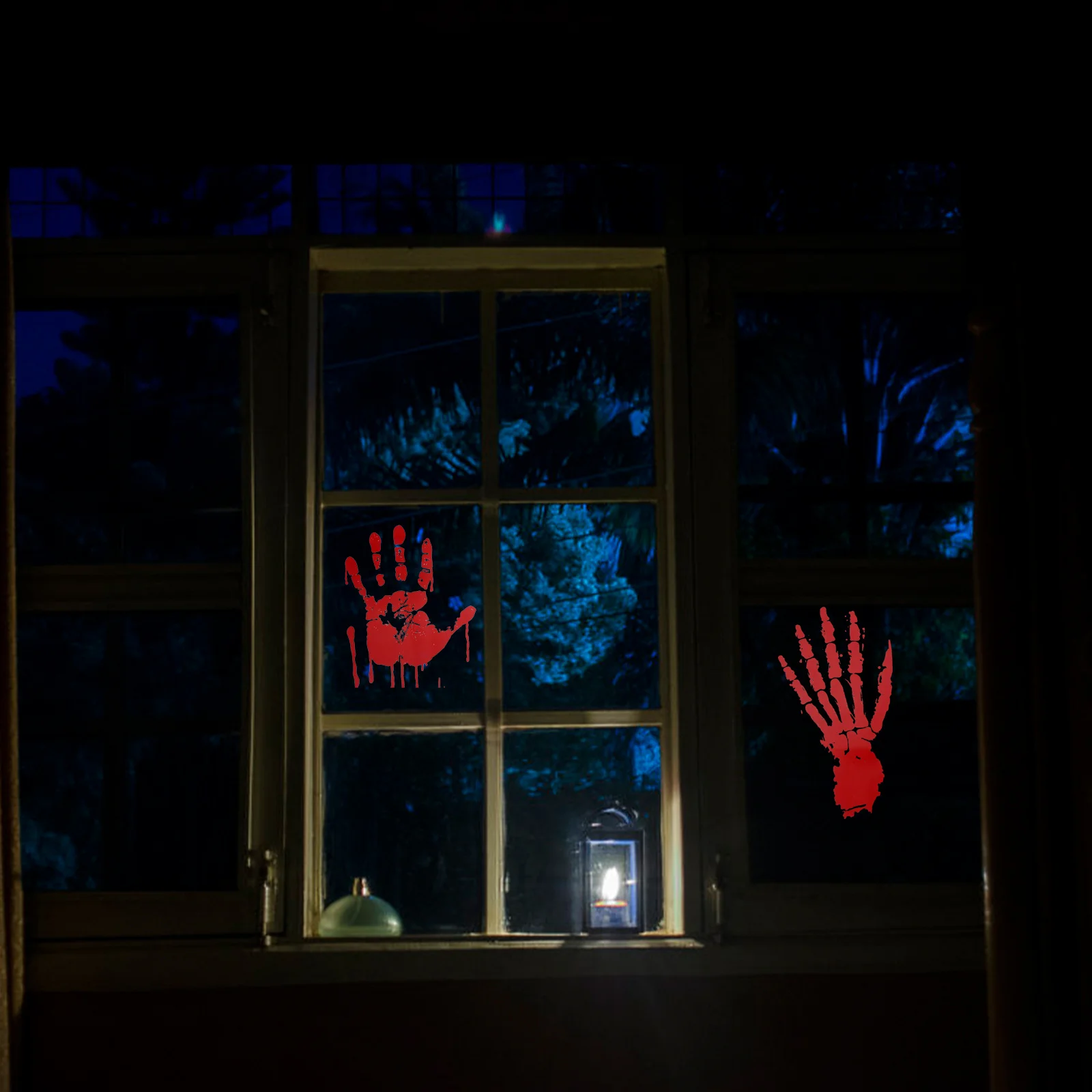 

2 Rolls Blood Handprint Wall Sticker Halloween Bloody Window Decals For Haunted Party Horror Glass Decoration Halloween