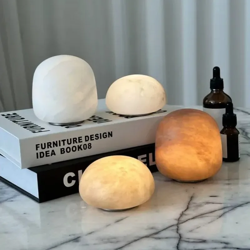 LED Marble Table Lamp Modern Minimalist Bedroom Bedside Study Circular Creative Home Decoration Atmosphere Light Birthday Gift