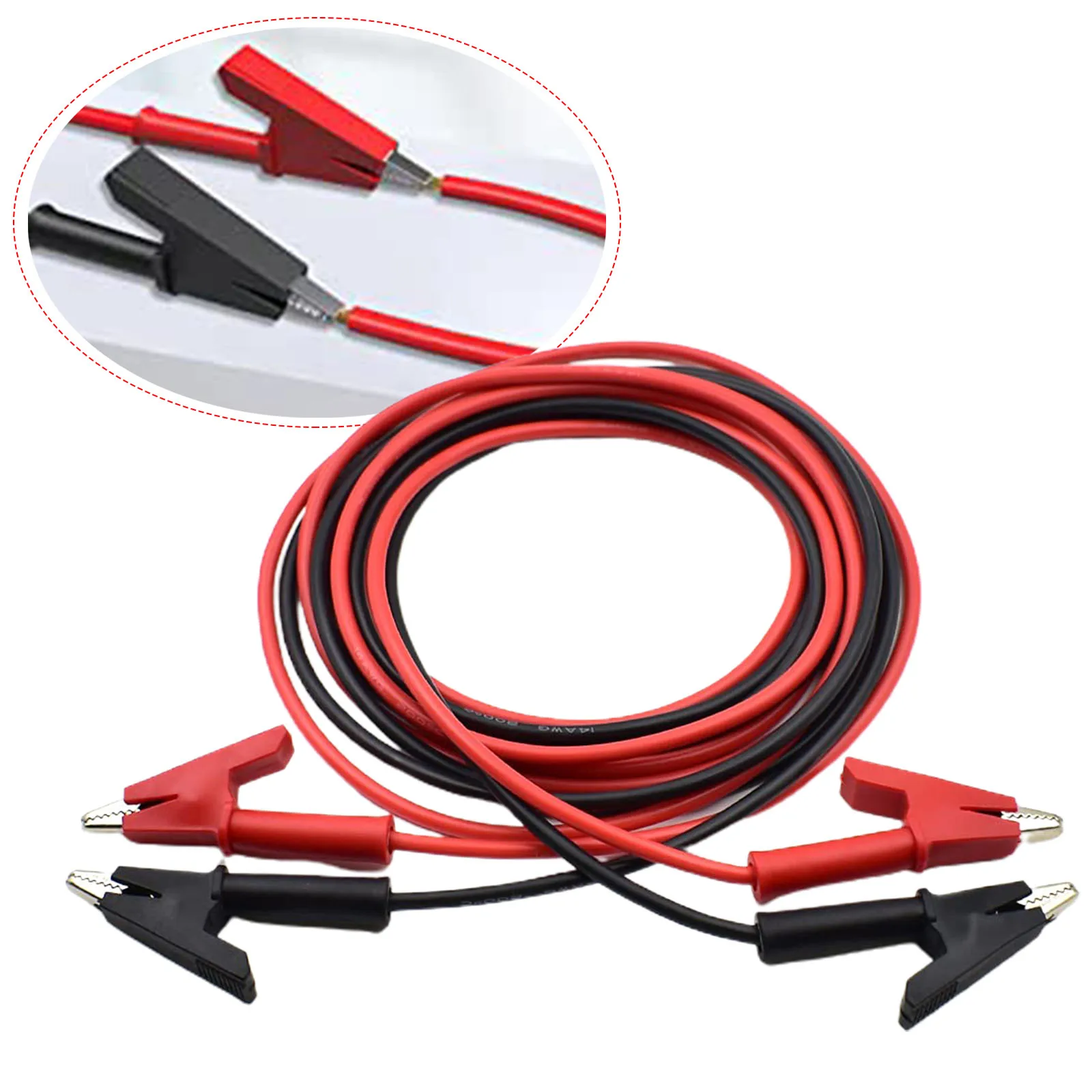 For Electrical Testing Tools For Multimeter 2PCS Silicone Wire Cable 14 AWG 6.6 Ft/2m In Length for alligator Clips