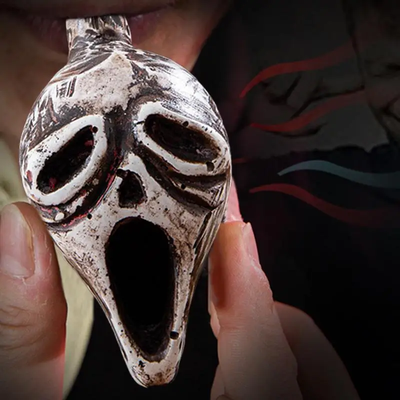 Aztec Death Whistle Skull Ghost Shape Whistle of Death Portable Prank Toy Halloween Decor Bone-Chilling Authentic Human Sound