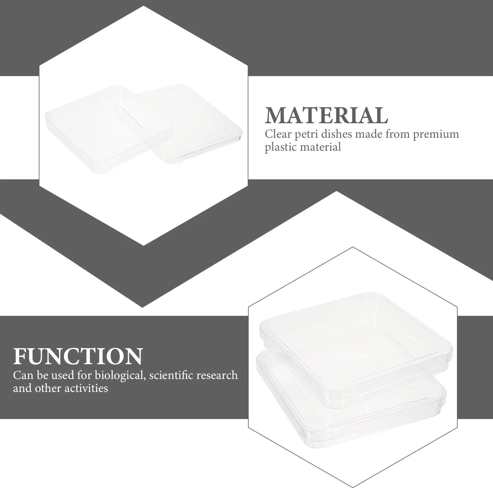 

10pcs Square Plastic Petri Dishes with Lids, Sterile Transparent Culture Dish Set for Lab Microbiology Bacteria Cell Culture