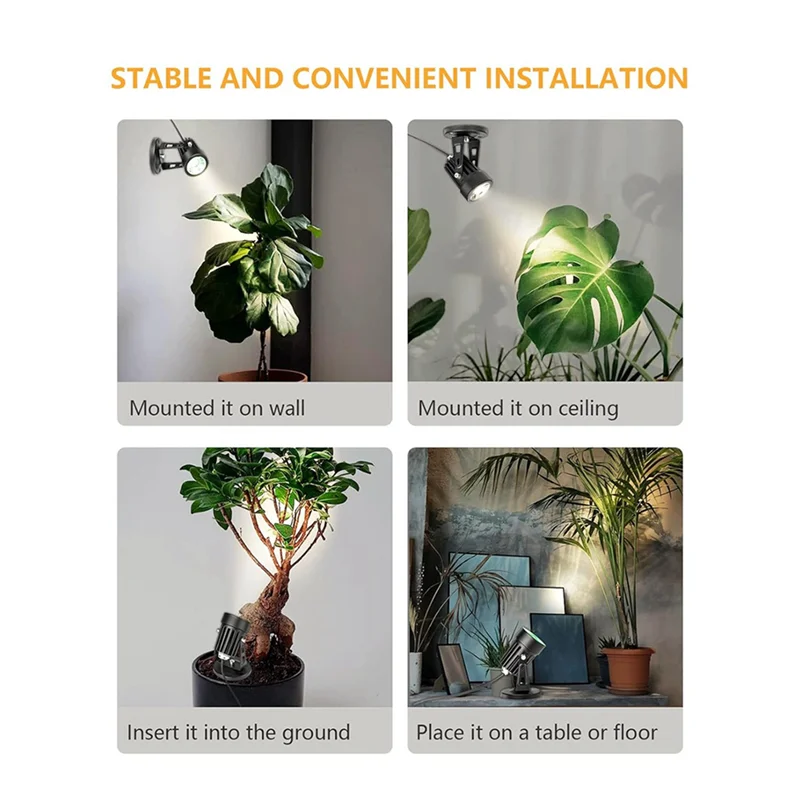 ABUP-4X Spot Lights Indoor Up Lights Indoor With Timer, 3W Floor Spotlight Indoor Uplighting, 3000K/4000K/5000K Light US Plug