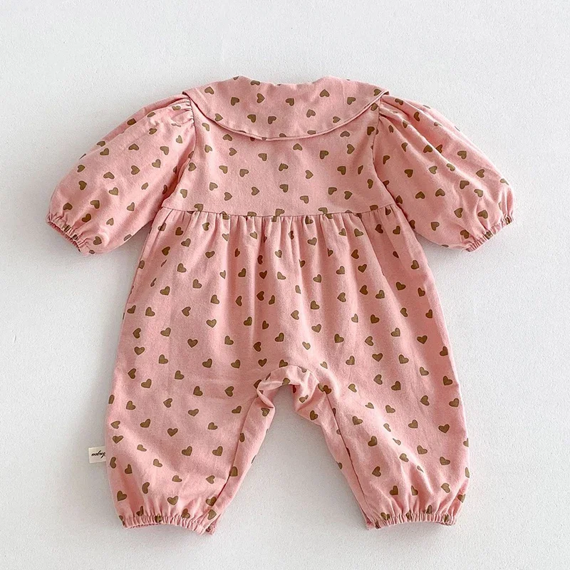 2024 New Autumn Infant Baby Girls Jumpsuit Long Sleeved Cotton Print Newborn Baby Girls Bodysuits Baby Girls Clothing