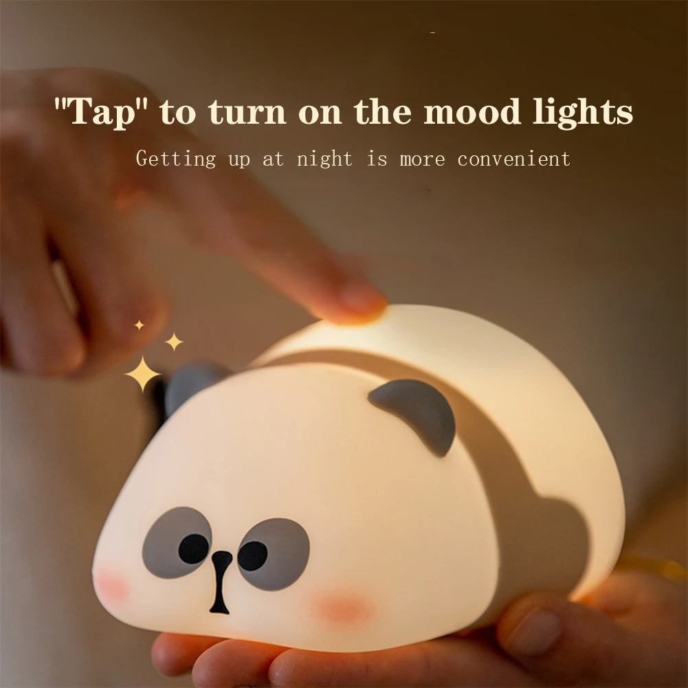 Luce notturna Panda per camera da letto per bambini luce notturna ricaricabile USB con 3 modalità di illuminazione lampada da comodino Timer per bambini donne bambini