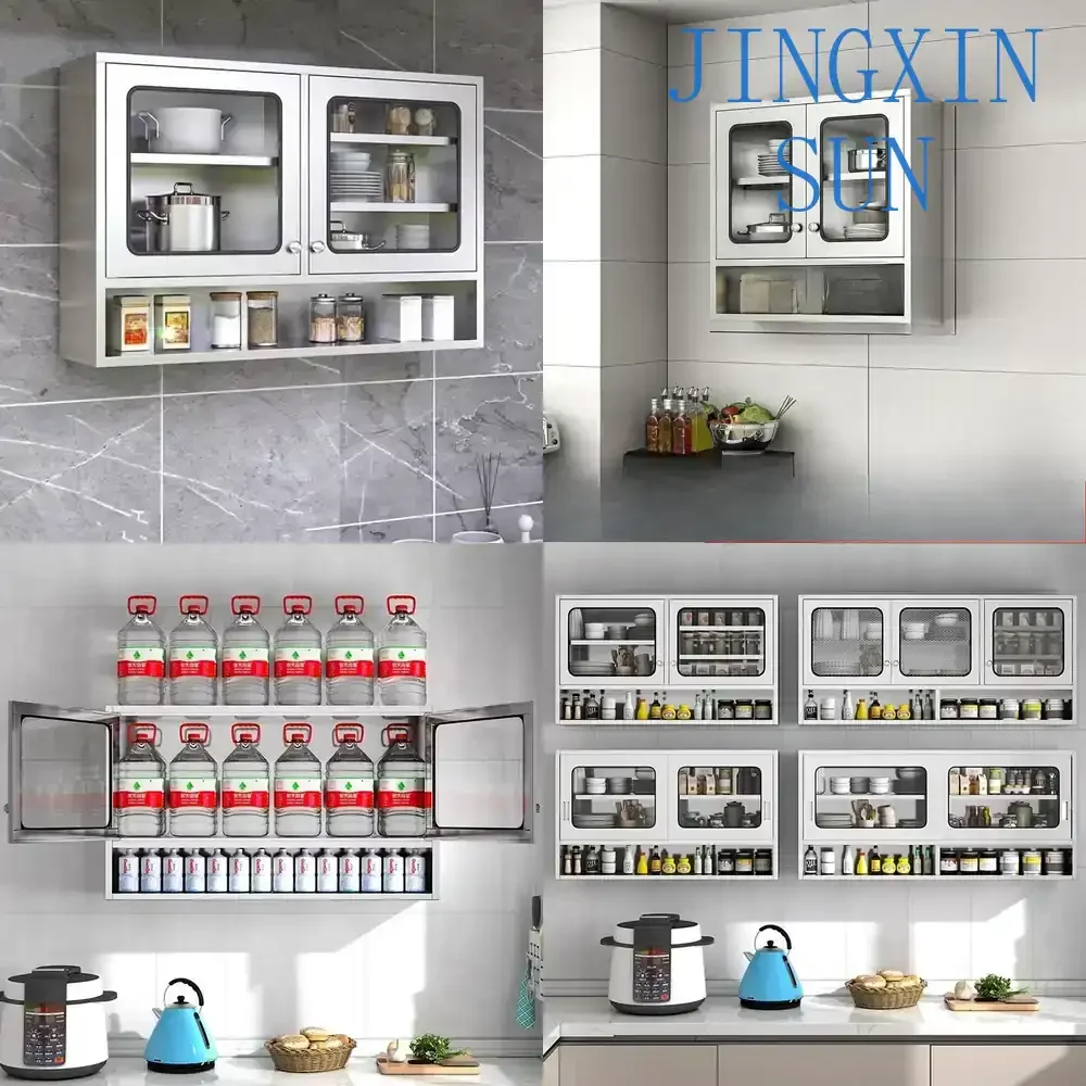 Stainless Steel Wall Cabinet for Kitchen Rust Proof Moisture Proof Cupboard Wall Mounted Locker Storage Organizer Home Office