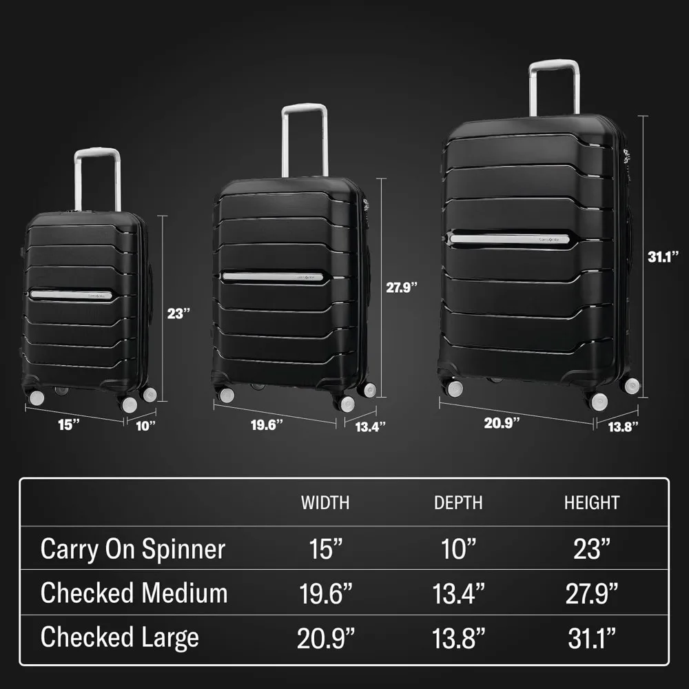 Large Lightweight Durable Polypropylene Luggage with Dual 360° Spinner Wheels, TSA Lock, Airline Approved for Travel