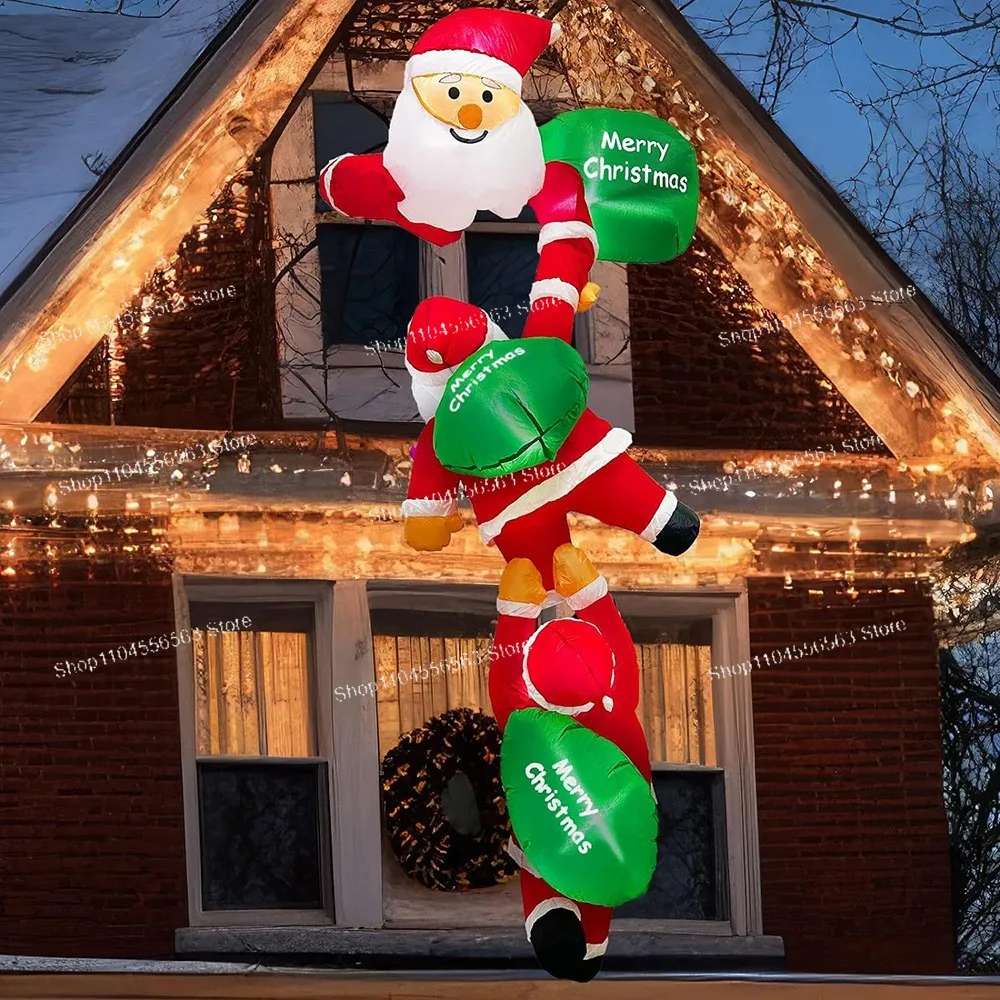Christmas Inflatable Decor, Santa Claus Window Climb Scene Set