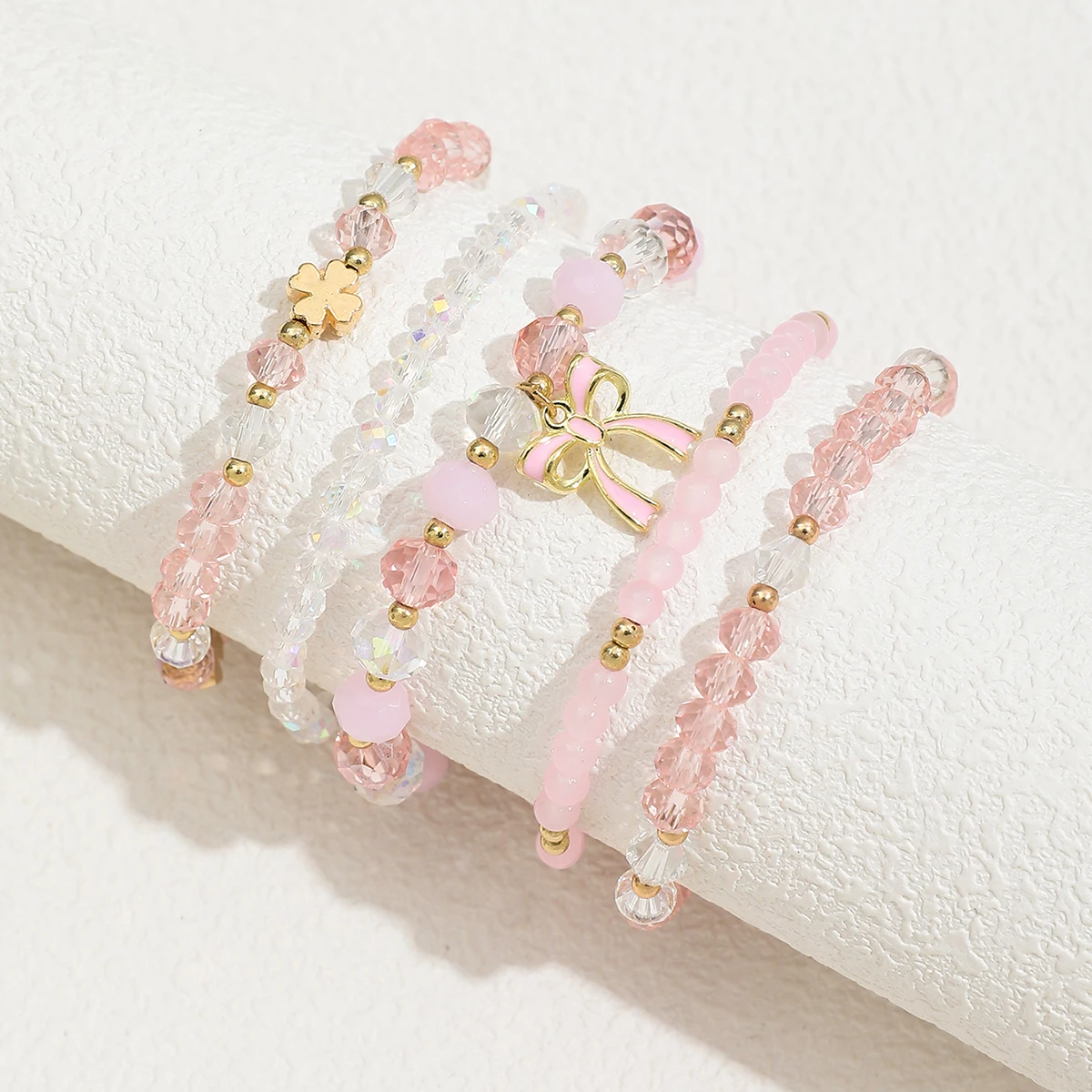 5 قطع الأزياء الخرز الصليب القوس أساور مجموعة للنساء لطيف سحر أساور مجوهرات هدايا #2