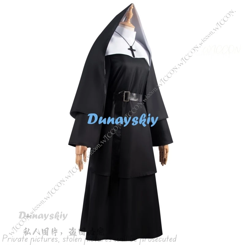 Ghost Nun Halloween Kostuum Horror Film Cosplay Masker Vrouw Vermomming Bloody Mouth Scream Horror Halloween Party Ghost Nun Jurk