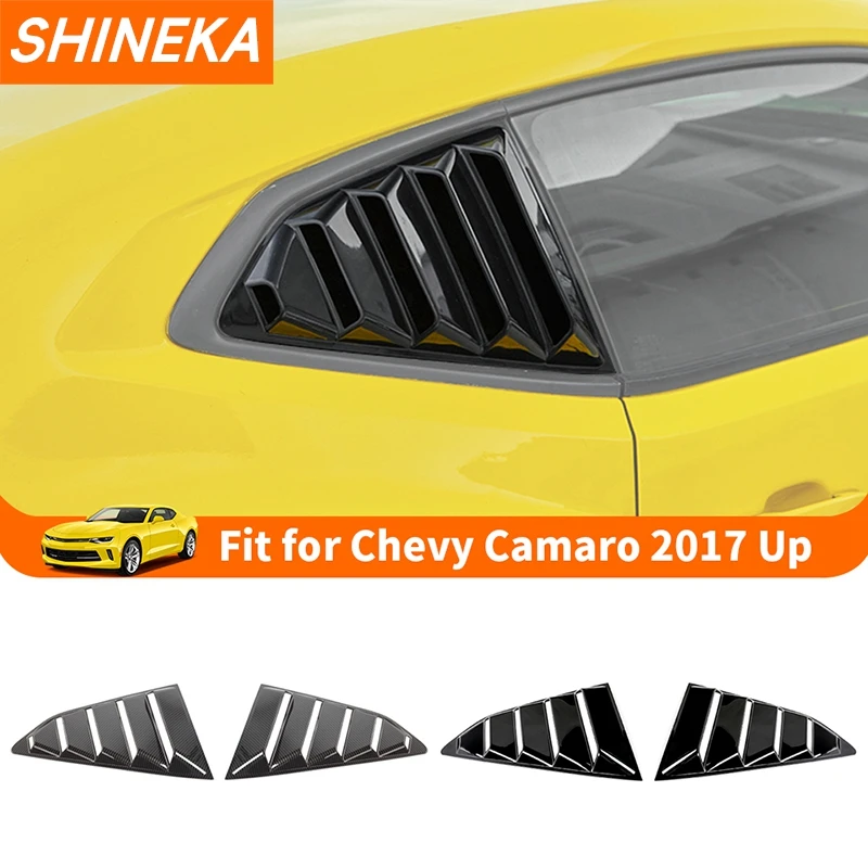 SHINEKA Car Rear Window Blind Vent Trim Louvers Scoop Decoration Cover For Chevrolet Camaro 2017 2018 Up Exterior Accessories