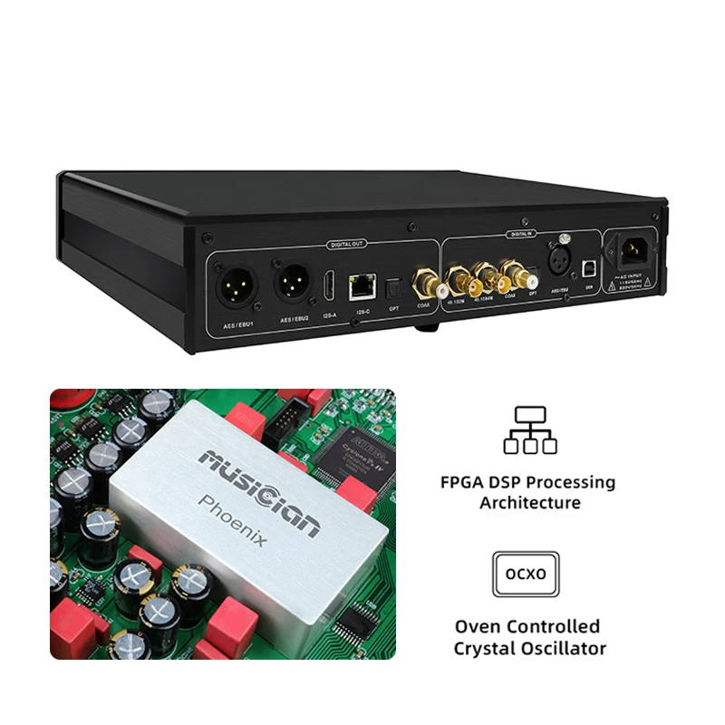Músico phoenix i2s interface usb/óptico/coaxial/aes/eub/externo relógio entradas 24bits 768khz digital fpga interface