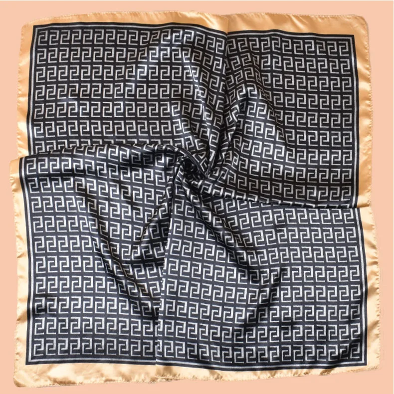 Hochwertiger Seidenschal, Kopftuch für Damen, vier Jahreszeiten, Haarschals, Hijab, Foulard, luxuriöses Bandana, Kopftuch für Damen, 90*90cm – Detail 15