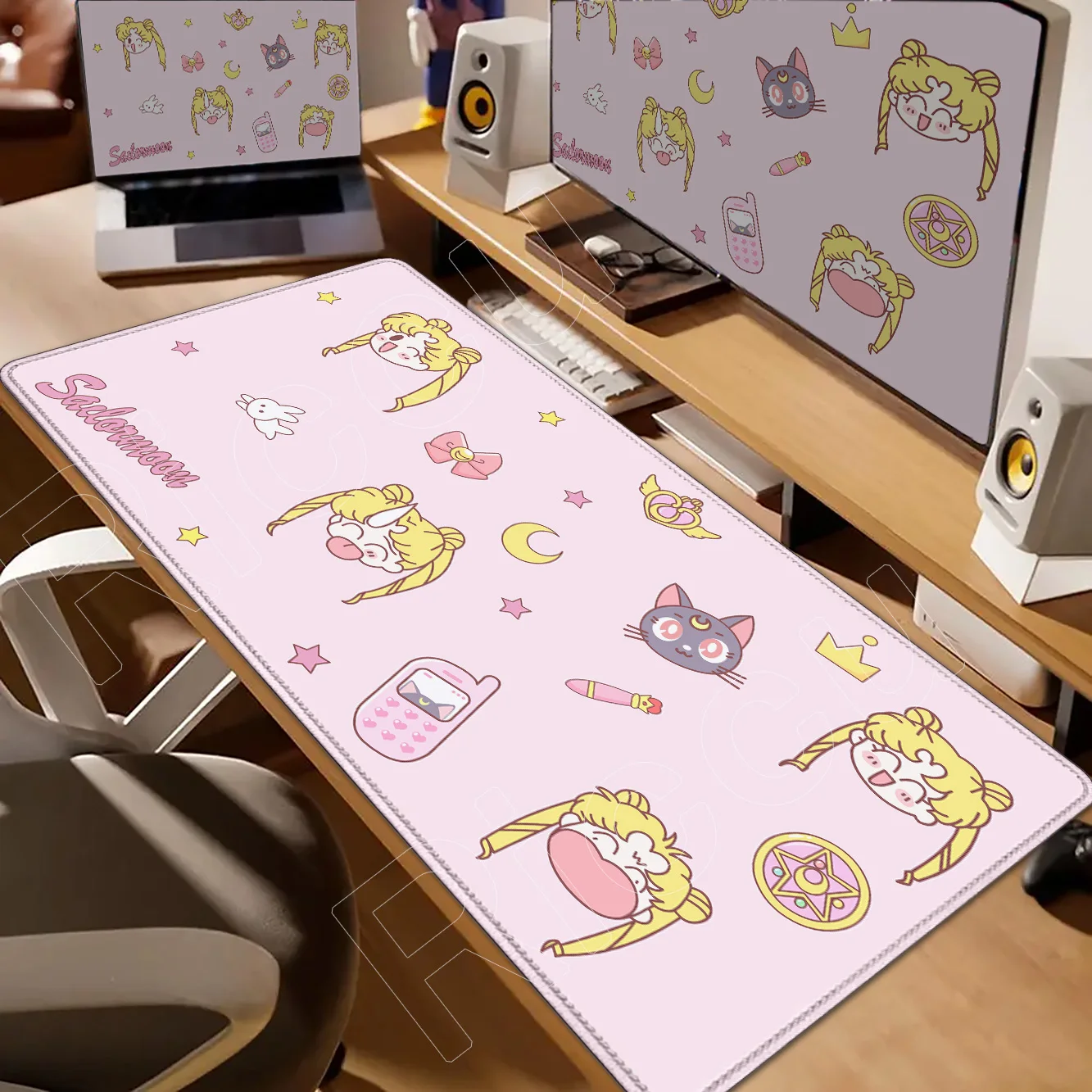 Laptop Cushion Girls Bedroom XXL Office Computer Lockedge Desk Mat S-Sailor M-Moon Mouse Pad Table Keyboard Big Pink Black Pad