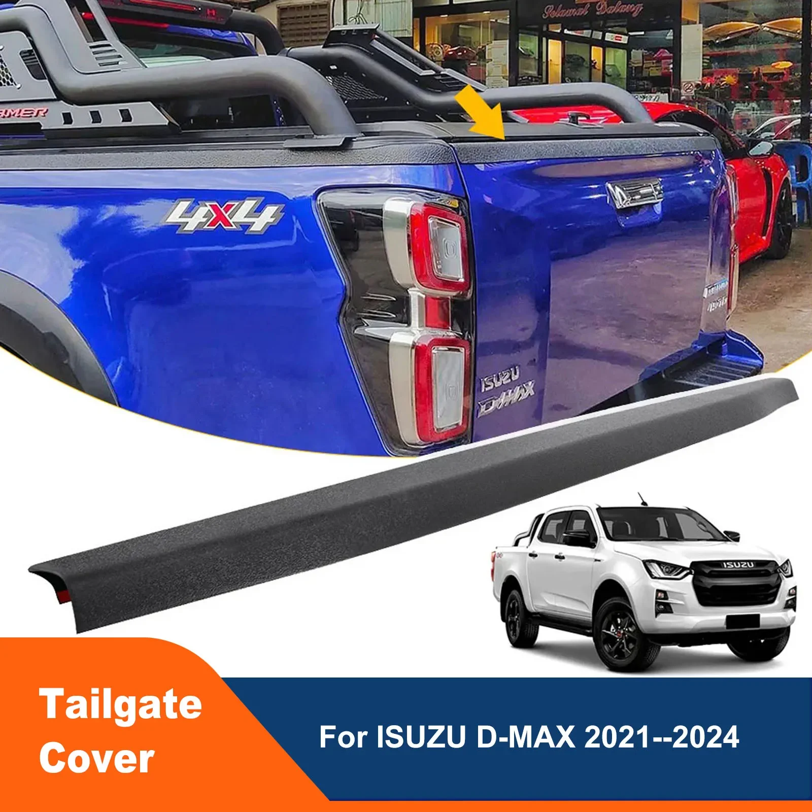 Tailgate Cover for ISUZU D-MAX 2021 2022 2023 year Matte Black Rear Gate Protector Trim Auto Part Car Styling Accessories