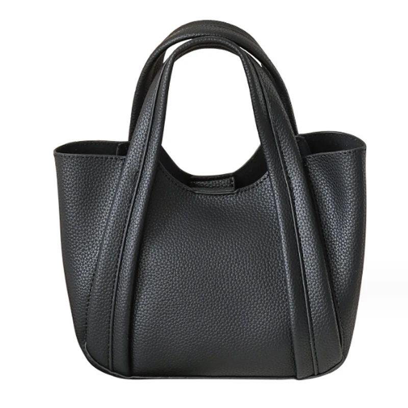 

Simple Design Lychee Pattern Women Handbag Bucket Bag Fashion and Versatile Soft Leather Shoulder Bag Crossbody Bag