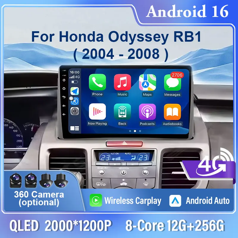 

Android 15 Carplay Auto Car Radio BT Multimedia Video Player For Honda Odyssey RB1 2004-2008 no 2 din Autoradio Stereo