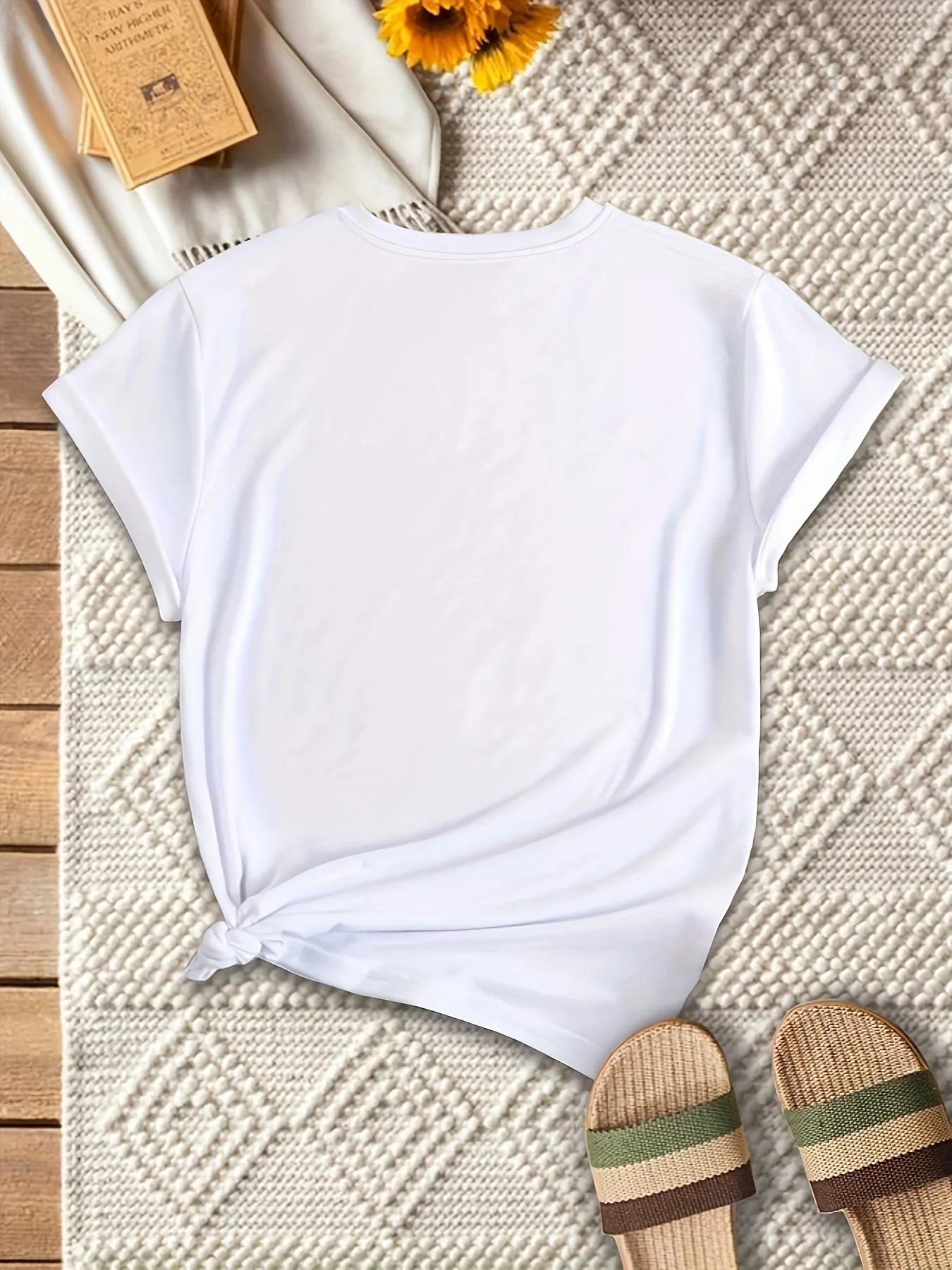 Plus Size Women's 80s Retro Graphic T-Shirt Colorful Star Number Print Casual Short Sleeve Top, Breathable Semi-Sheer Fabric