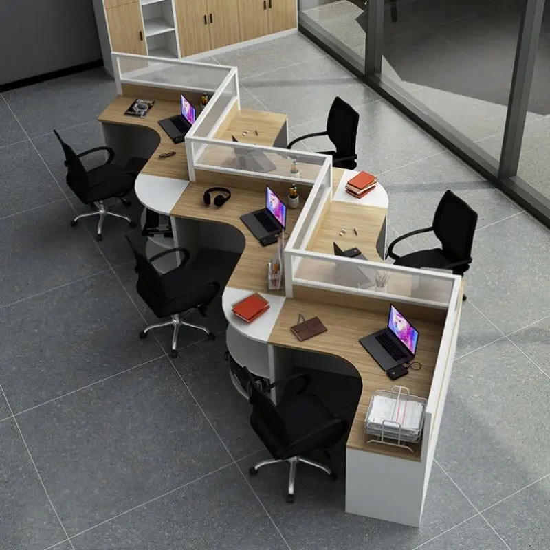 Staff Office Desk And Chair Combination Screen Partition Simple Modern Office Space 3/5 People Special-shaped Office Furniture