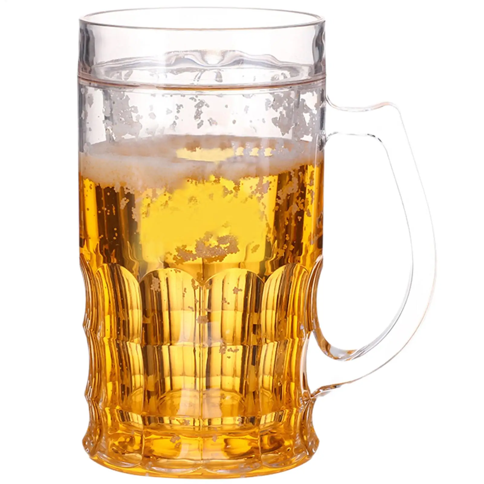 

15 Ounces Creative Double Beer cup Mezzanine Summer Fake Thickened Cup With Handgrip Transparent Beer Mugs Trick Props