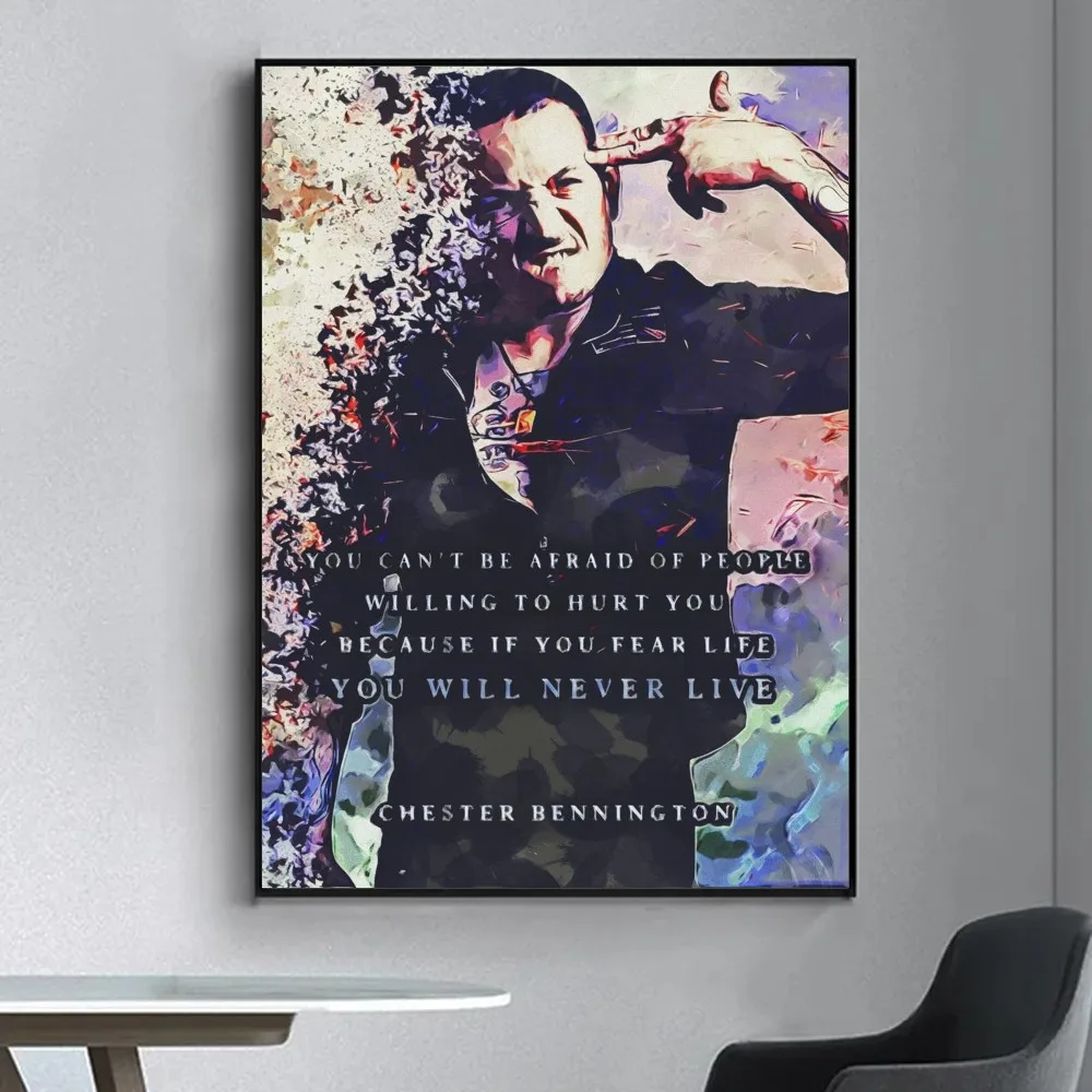 Rock Legends-C-Chester-Bennington Poster Fancy Poster Wall Sticker for Living Room Bar Vintage Decorative Painting Middle