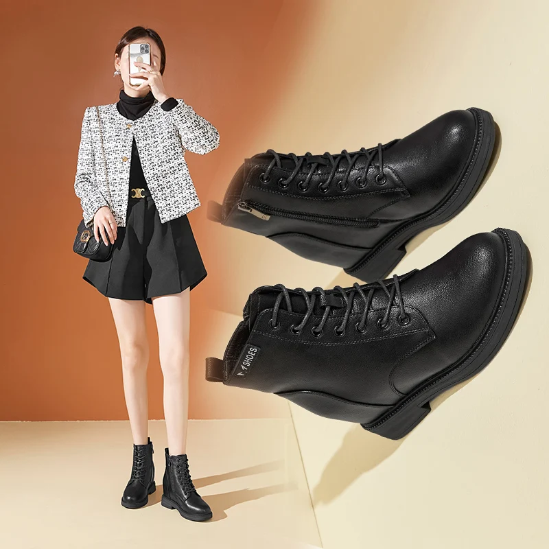 

Xiangxiangli/женские зимние ботинки, новые повседневные высокие сапоги на молнии с пушистой подкладкой и круглым носком, резиновая подошва из искусственного материала