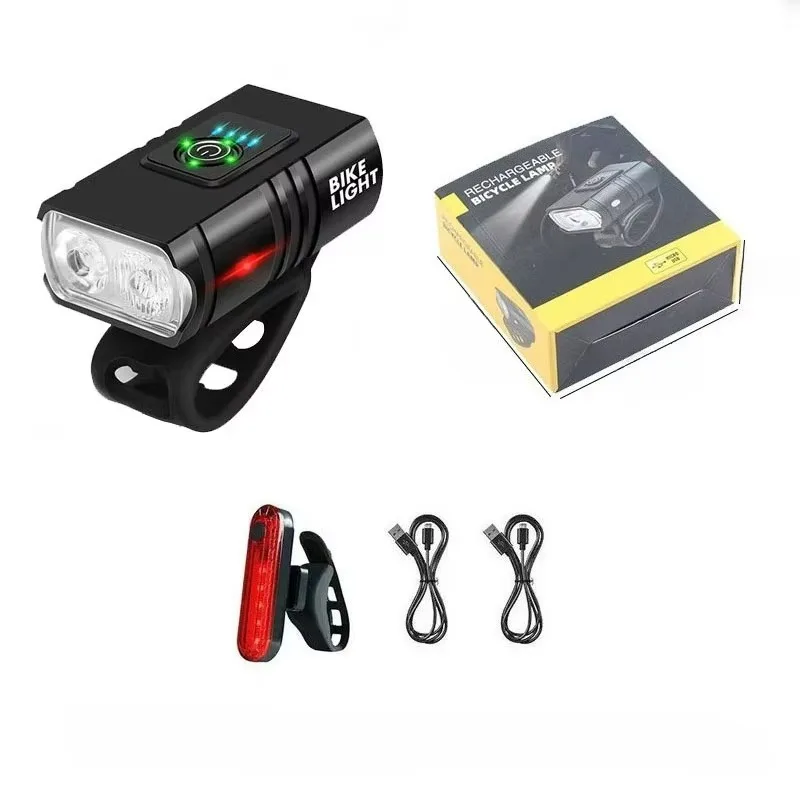

Poq For Light Set Bicycle Headlight Back Rear Lamp Cycling Accessories Rechargeable Bike Front Lights Bicycle Taillight MTB Road