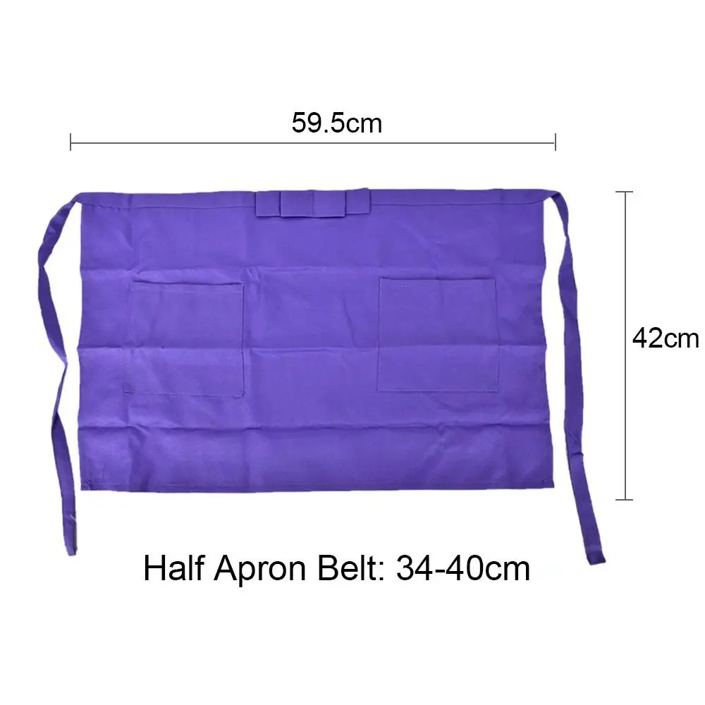 Kitchen Short Half Waist Apron 2 Pocket Apron Women Waitress Antifouling Work Bar Pub Cafe Cooking Men Short Waist Aprons