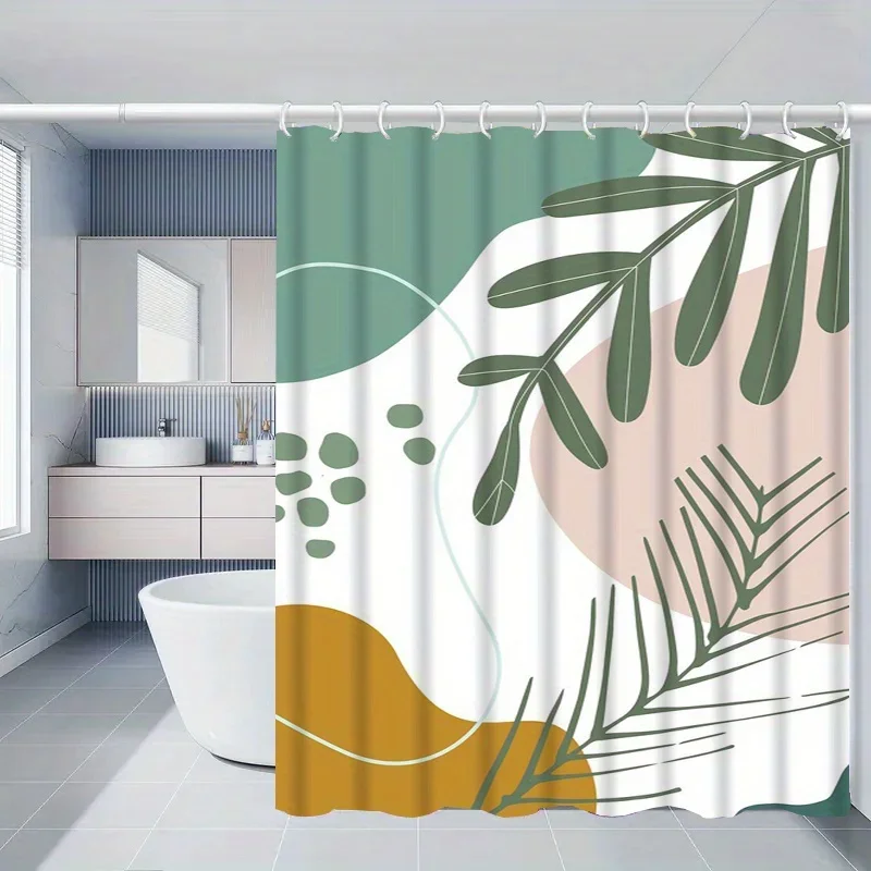 Boho Tropical Leaf Pattern Shower Curtain Bathroom Decor Modern Aesthetic Waterproof Curtain for Master Bath