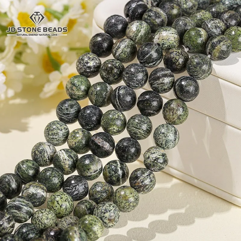 Natural Stone Green Zebra Jasper Round Loose Spacer Beads 4 6 8 10 12mm For Jewelry Making Diy Necklace Bracelet Accessory