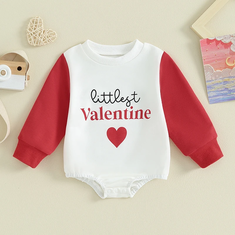 Newborn Baby Rompers Crewneck Sweatshirts Romper Clothing Heart Letter Print Toddler Infant Girls Boys Valentine's Day Jumpsuits