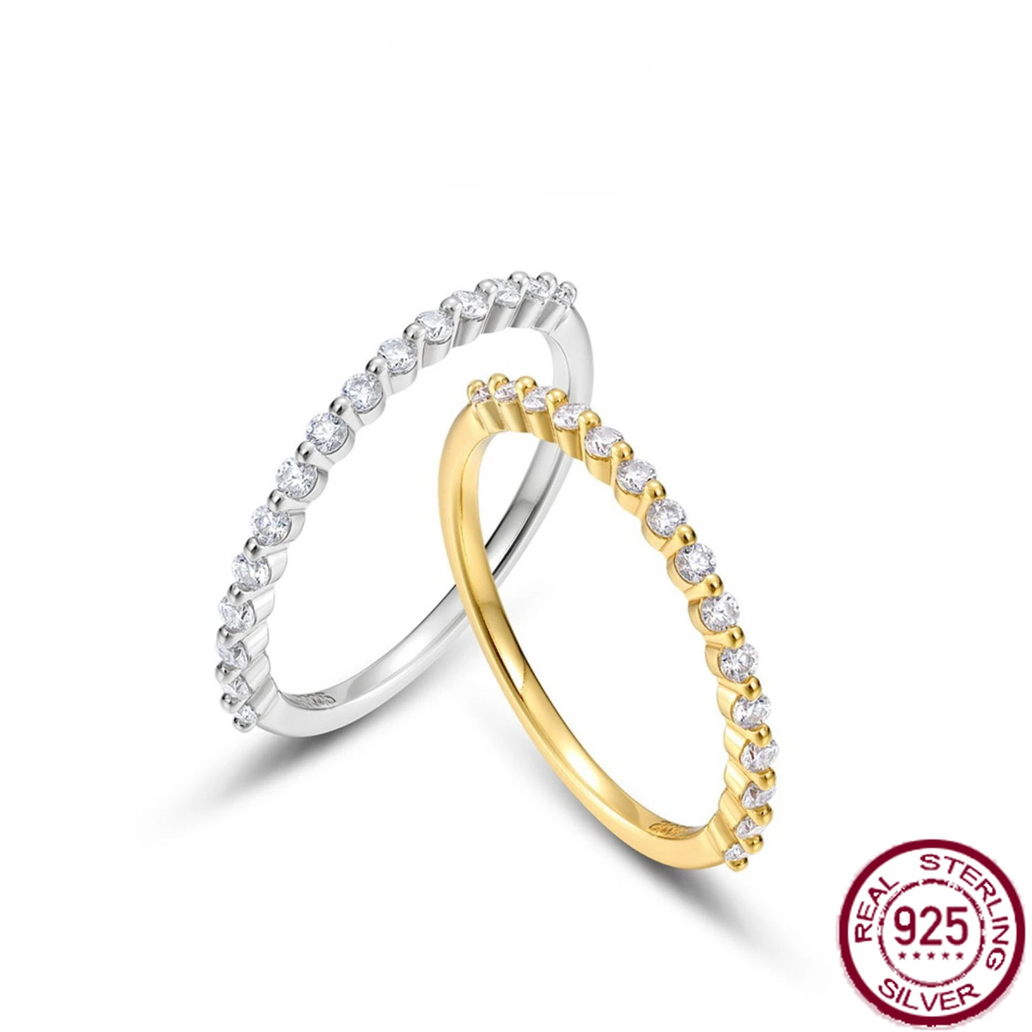 

New S925 pure silver simple and dazzling moissanite inlaid with colorful treasures, light luxury wedding jewelry