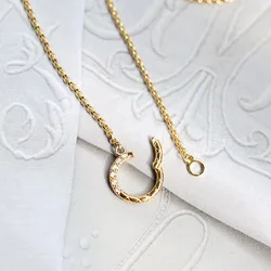 LAMOON 925 Sterling Silver Necklace For Women Vintage Diamond pattern Round Necklace 14K Light Gold Plated Fine Jewelry LMNI148