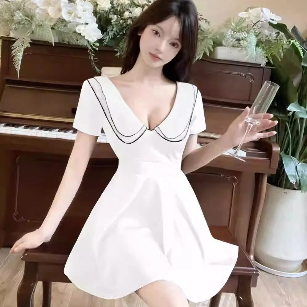

Sweet Autumnal Women's Dr Conceals Flaws Low Cut ort Sve Fro for Plump Ladies Полиэстеровая ткань Кукольный воротник Sexy Sle