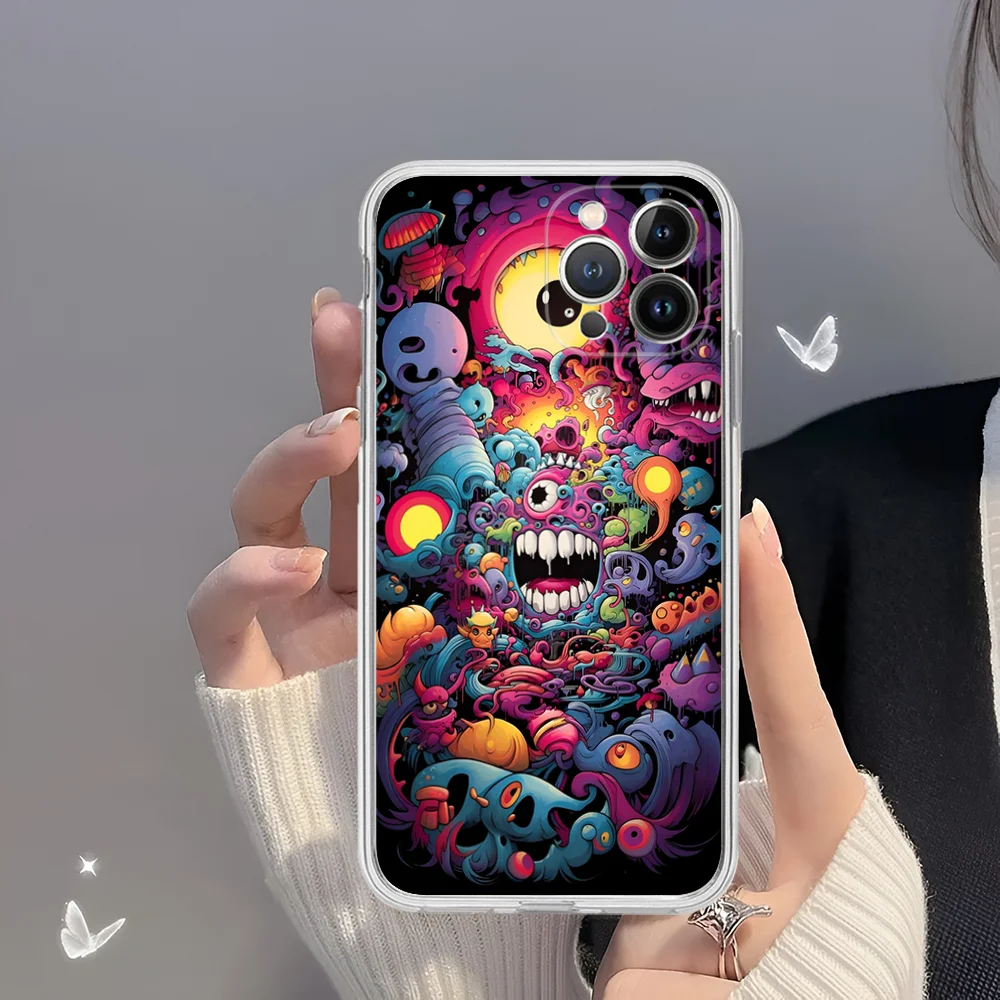 Weird Trippy Mushroom Psychedelic Art Phone Case for iPhone 16 15 8 7 6 6S Plus X SE XR XS 14 11 12 13 Mini Pro Max Mobile Case