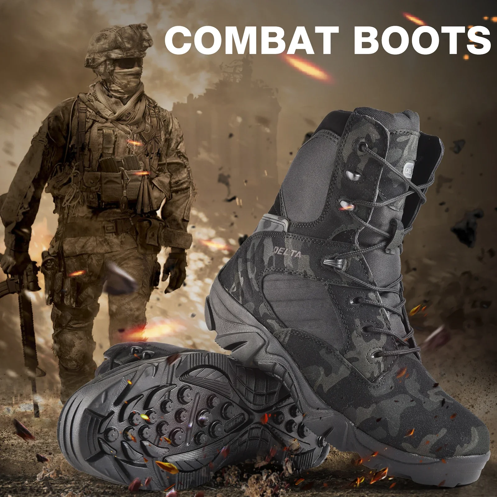 

Men Tactical Boots Hiking Shoes Combat Size 39-47 Non-slip Wear-resistant Comfortable Shoes 2024 Men Boots