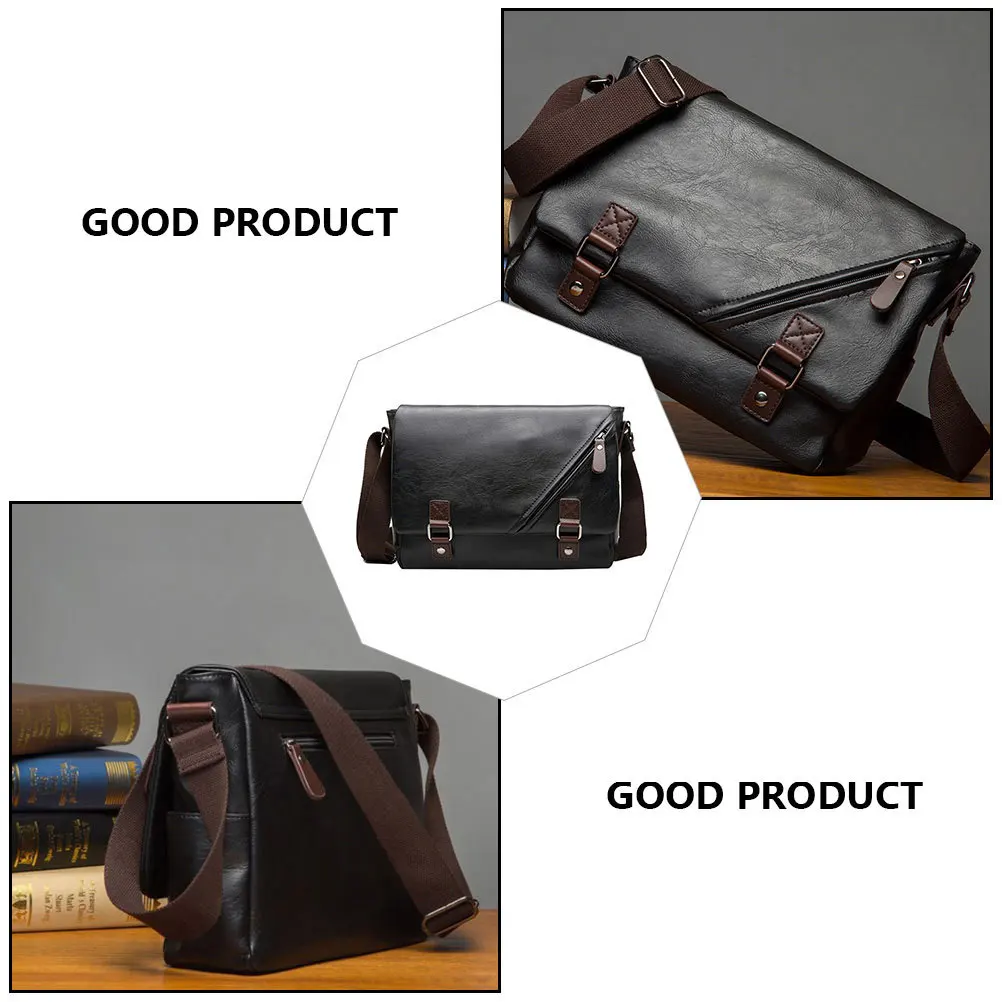 الرجال حقيبة بولي PU سعة كبيرة حقيبة كتف الأعمال في الهواء الطلق المحمولة Crossbody الملحق حافظة تخزين الملفات الرجال حقيبة بولي يوريثان