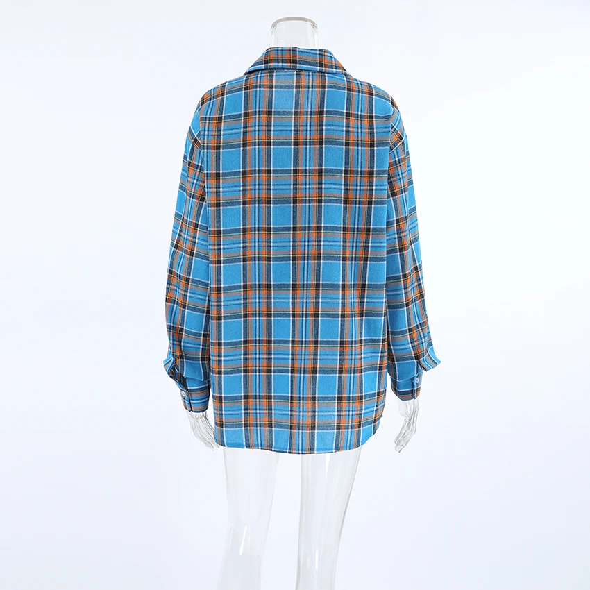 Autumn Female Office Fashion Shirt Tops For Woman 2024 Summer Women Oversized Plaid Shirt Vintage Long Sleeve Loose Fit Blouse