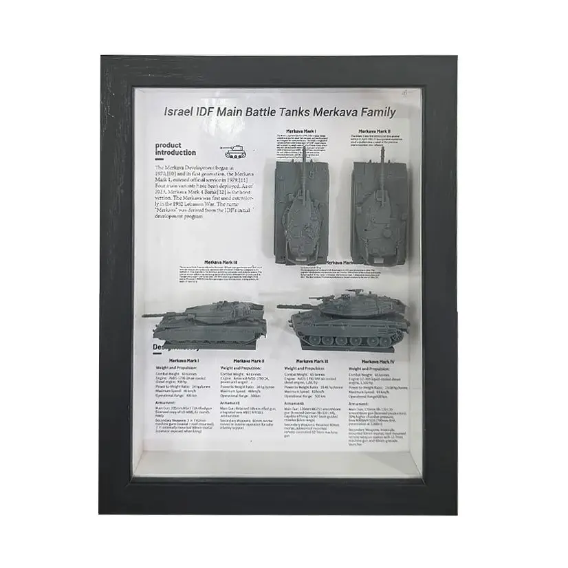 

Yao's Studio YPL106 1/L Collectible Display Frame War Scene Display Box 3D Hollow Photo Frame Israel Merkava Tank Series