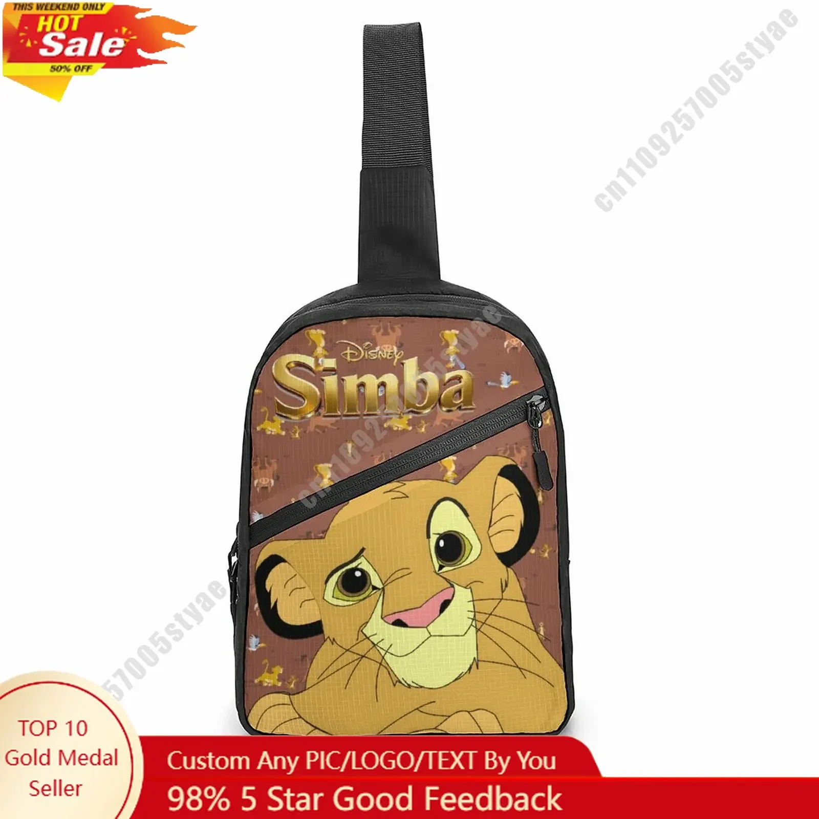 

Simba Chest Bag Disney Customized Personalized Photos Text Logo Lightweight Travel Sling Waterproof Shoulder Bag