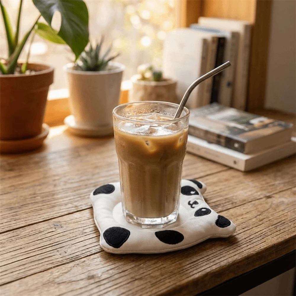 Creative Cute Cartoon Animal Fabric Coaster Panda Anti Slip Cat Cup Mat Washable Delicate Bowl Mats Dining Table