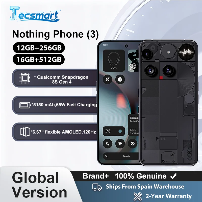 Nothing Phone (3) Qualcomm Snapdragon 8S Gen 4 6.67 AMOLED 120Hz Triple 50MP Camera 3 mics