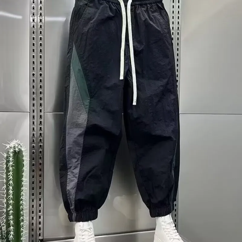 Pantalon de jogging à jambes larges droites pour hommes, mince, séchage rapide, sports de face, mode masculine décontractée, été, 2024