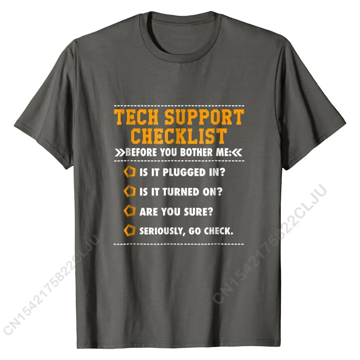 Funny Tech Support Checklist T-Shirt, Sysadmin Gift T Shirt DesignClassic Tops Shirts Prevalent Cotton Men T Shirts